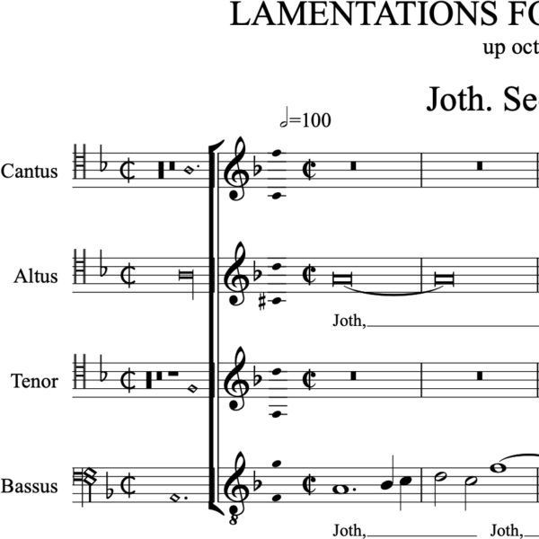 Lamentations for Good Friday (Brumel): II Joth. Sederunt - version for upper voices