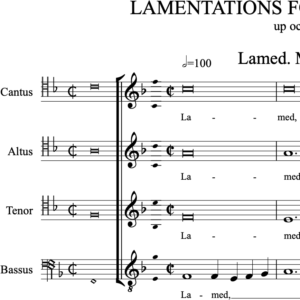 Lamentations for Good Friday (Brumel): III Lamed. Matribus - version for upper voices