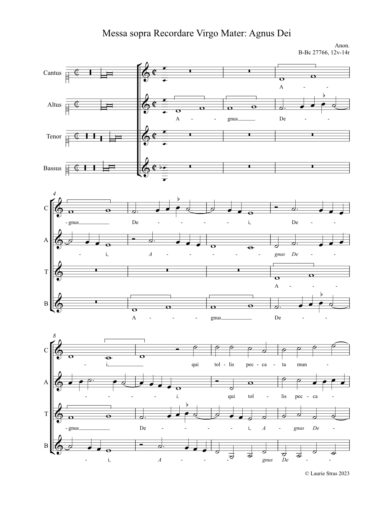 Messa sopra Recordare Virgo Mater - Agnus Dei (anon, Biffoli-Sostegni) - Image 3