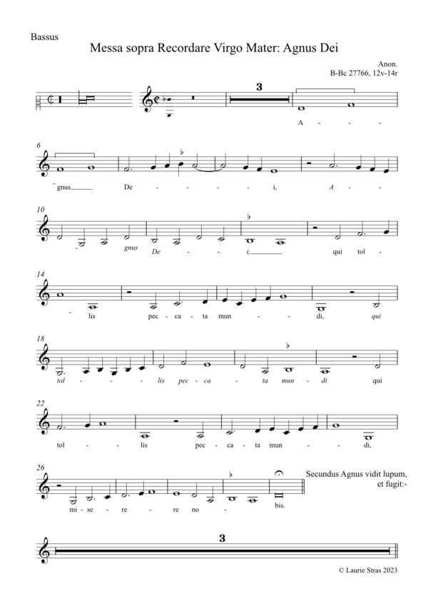 Messa sopra Recordare Virgo Mater - Agnus Dei (anon, Biffoli-Sostegni) - Image 2