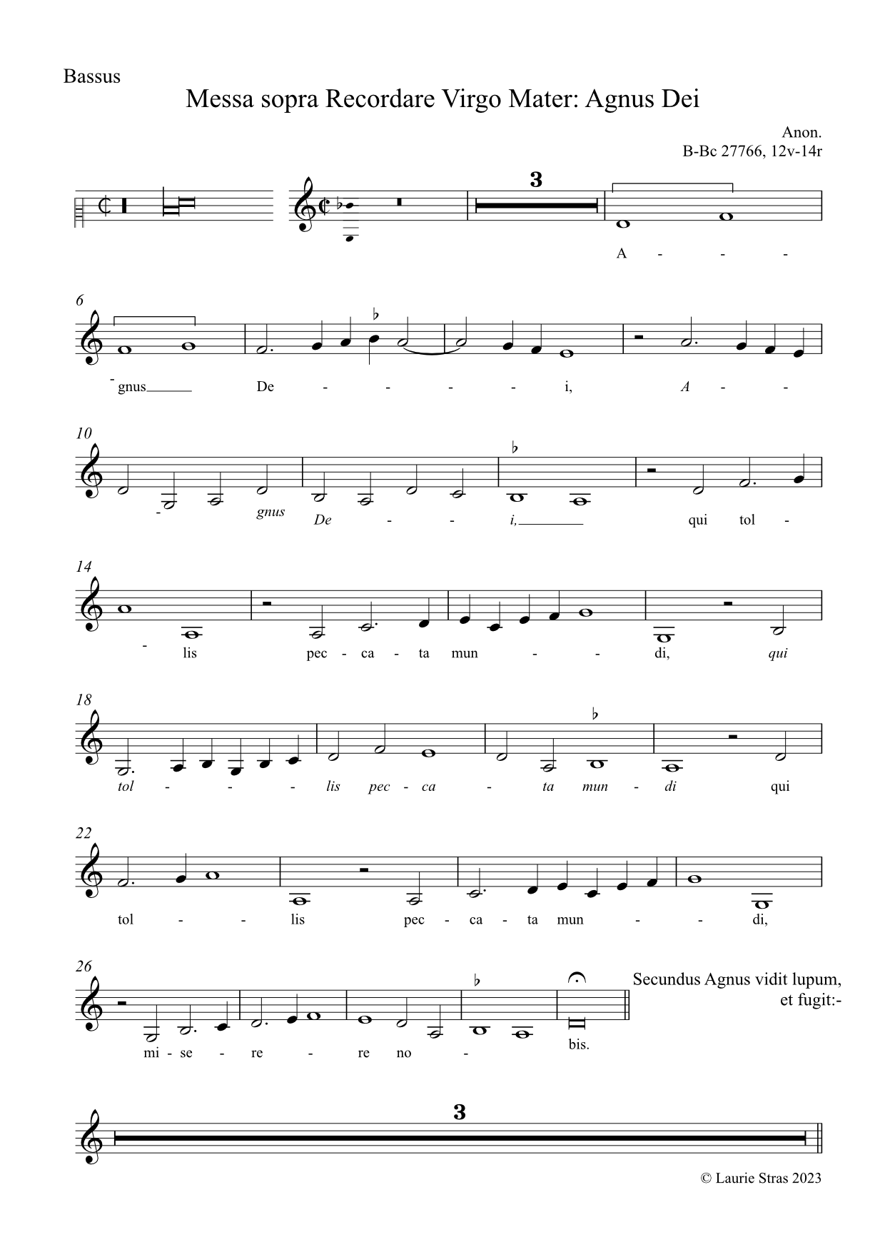 Messa sopra Recordare Virgo Mater - Agnus Dei (anon, Biffoli-Sostegni) - Image 2