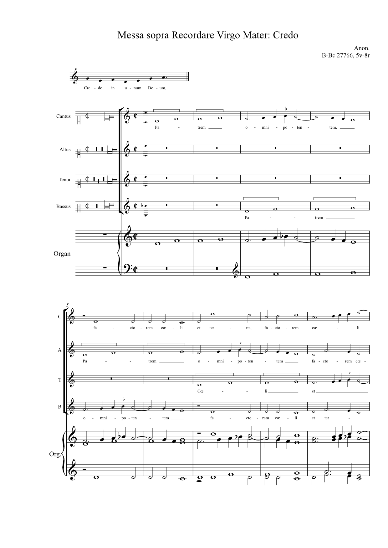Messa sopra Recordare Virgo Mater - Credo (anon, Biffoli-Sostegni) - Image 2
