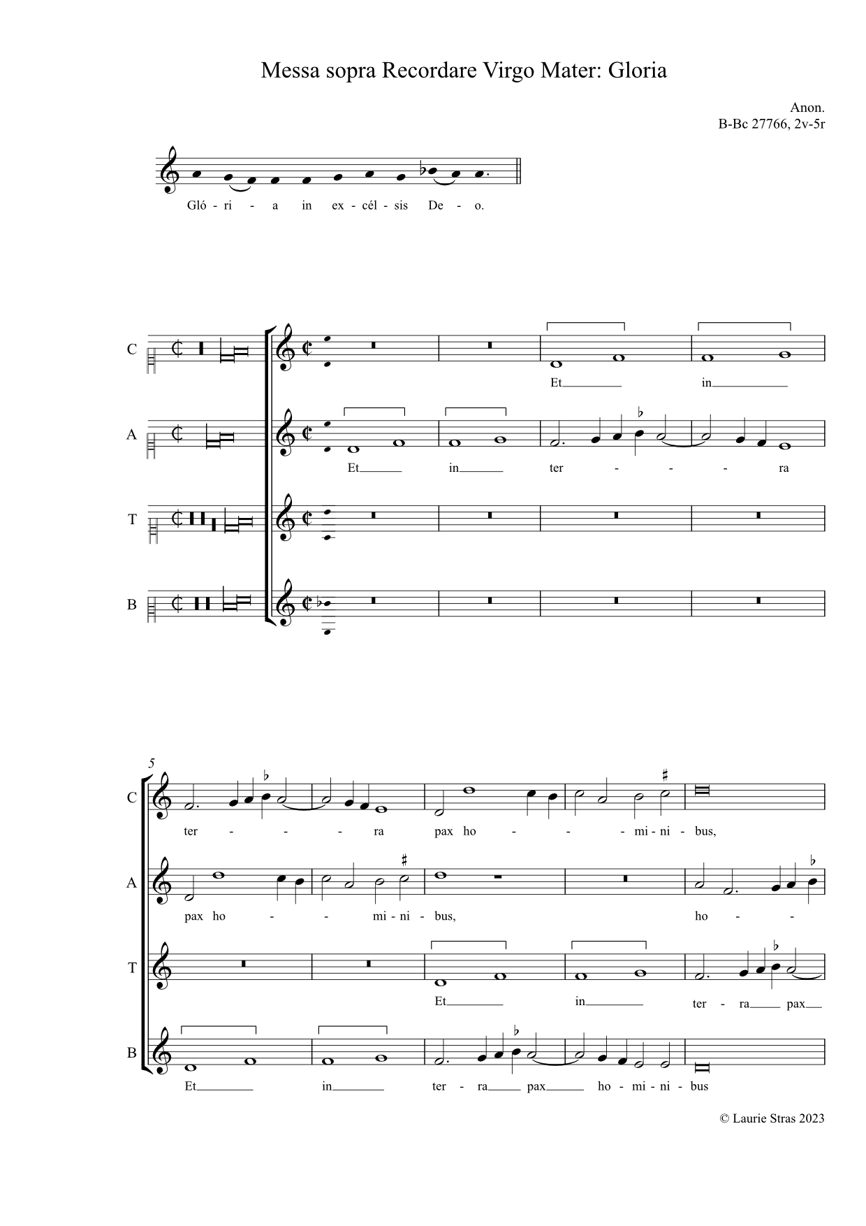 Messa sopra Recordare Virgo Mater - Gloria (anon, Biffoli-Sostegni) - Image 3