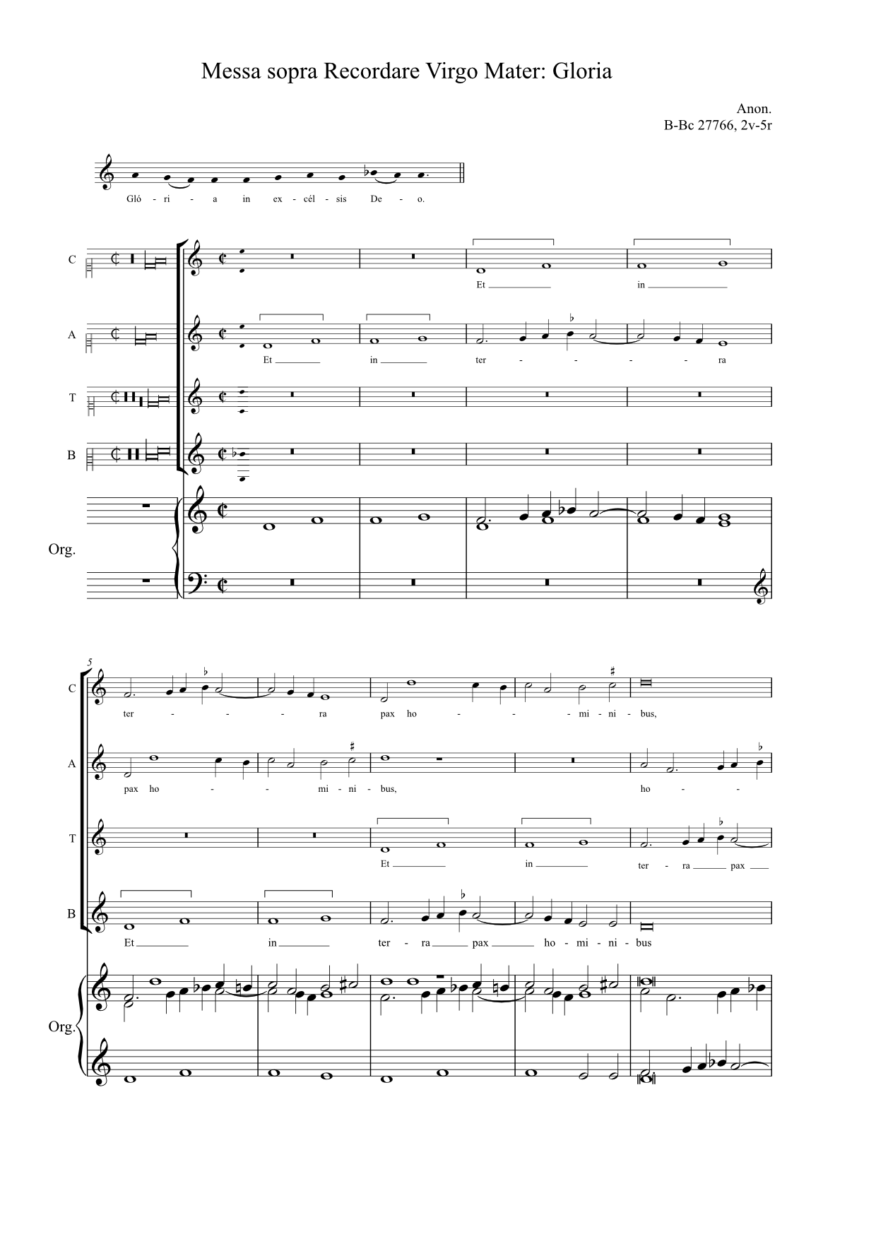 Messa sopra Recordare Virgo Mater - Gloria (anon, Biffoli-Sostegni) - Image 4