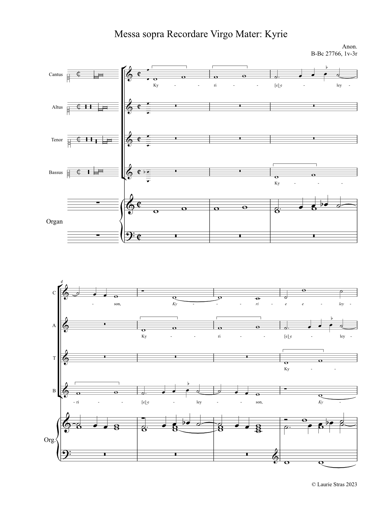 Messa sopra Recordare Virgo Mater - Kyrie (anon, Biffoli-Sostegni) - Image 3