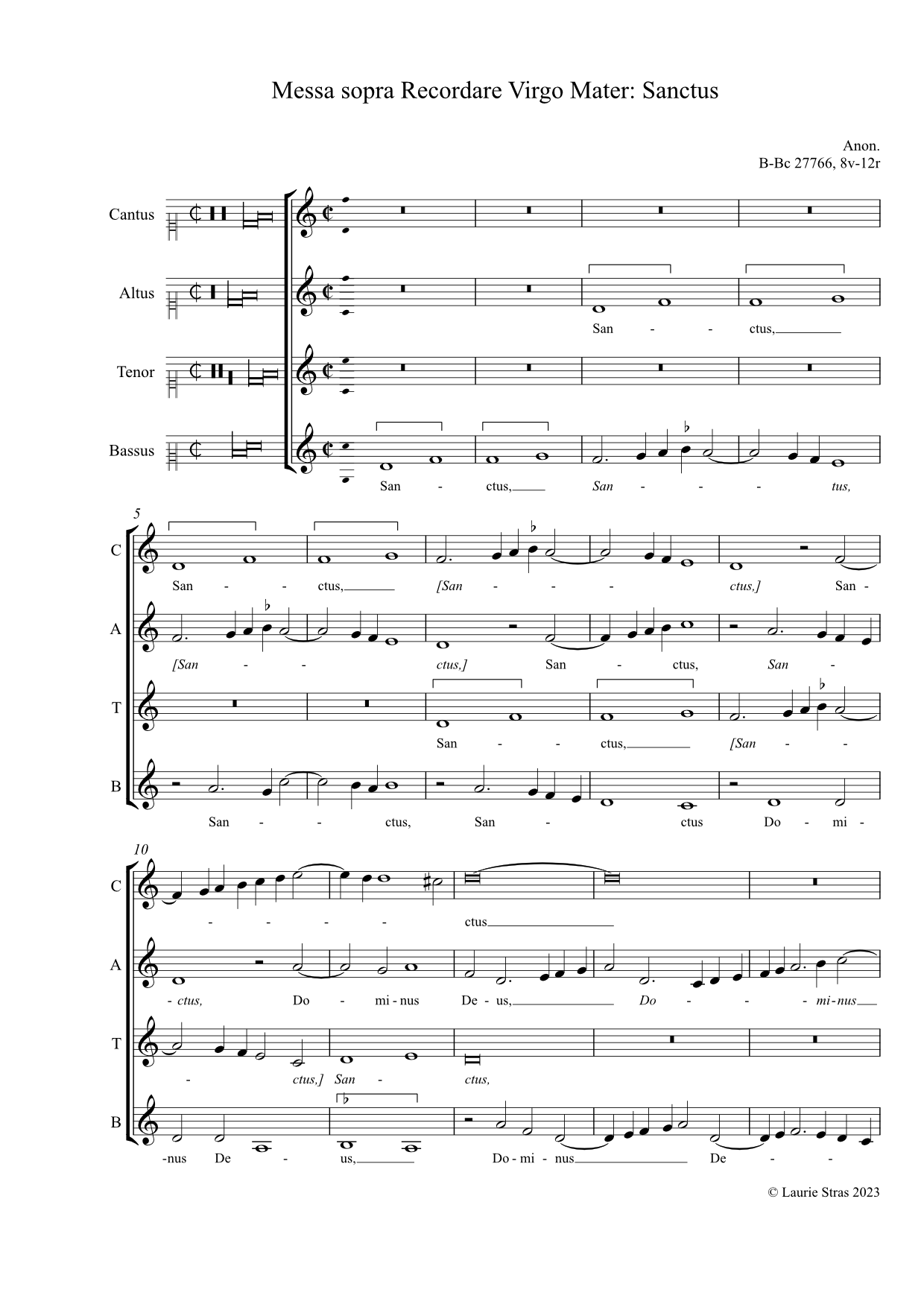 Messa sopra Recordare Virgo Mater - Sanctus (anon, Biffoli-Sostegni) - Image 3