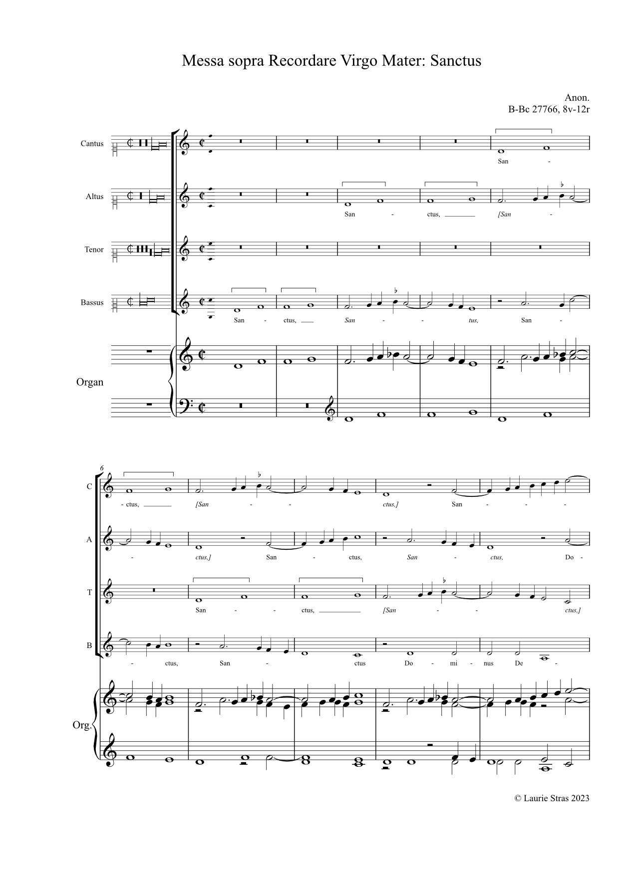Messa sopra Recordare Virgo Mater - Sanctus (anon, Biffoli-Sostegni) - Image 4