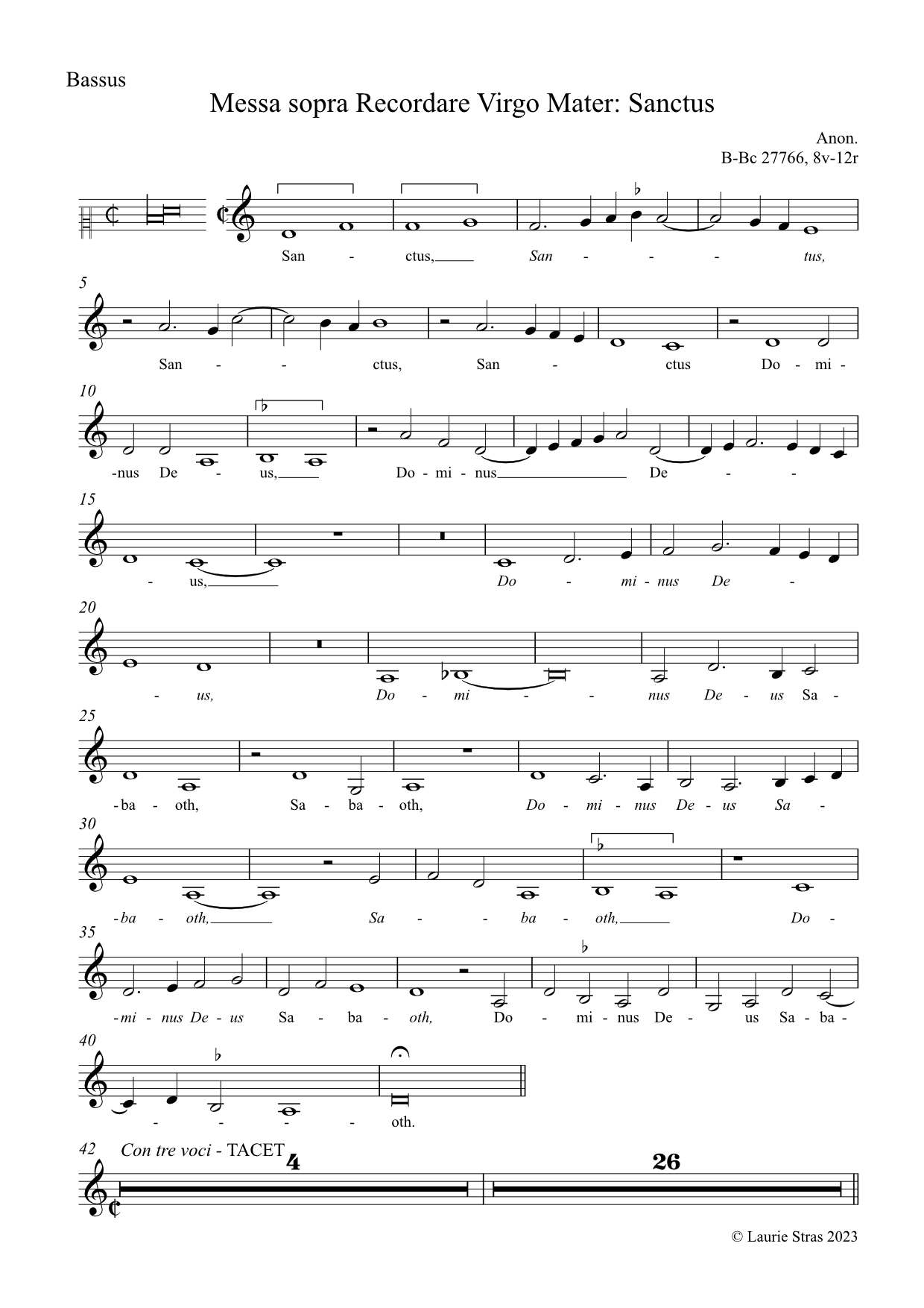 Messa sopra Recordare Virgo Mater - Sanctus (anon, Biffoli-Sostegni) - Image 2