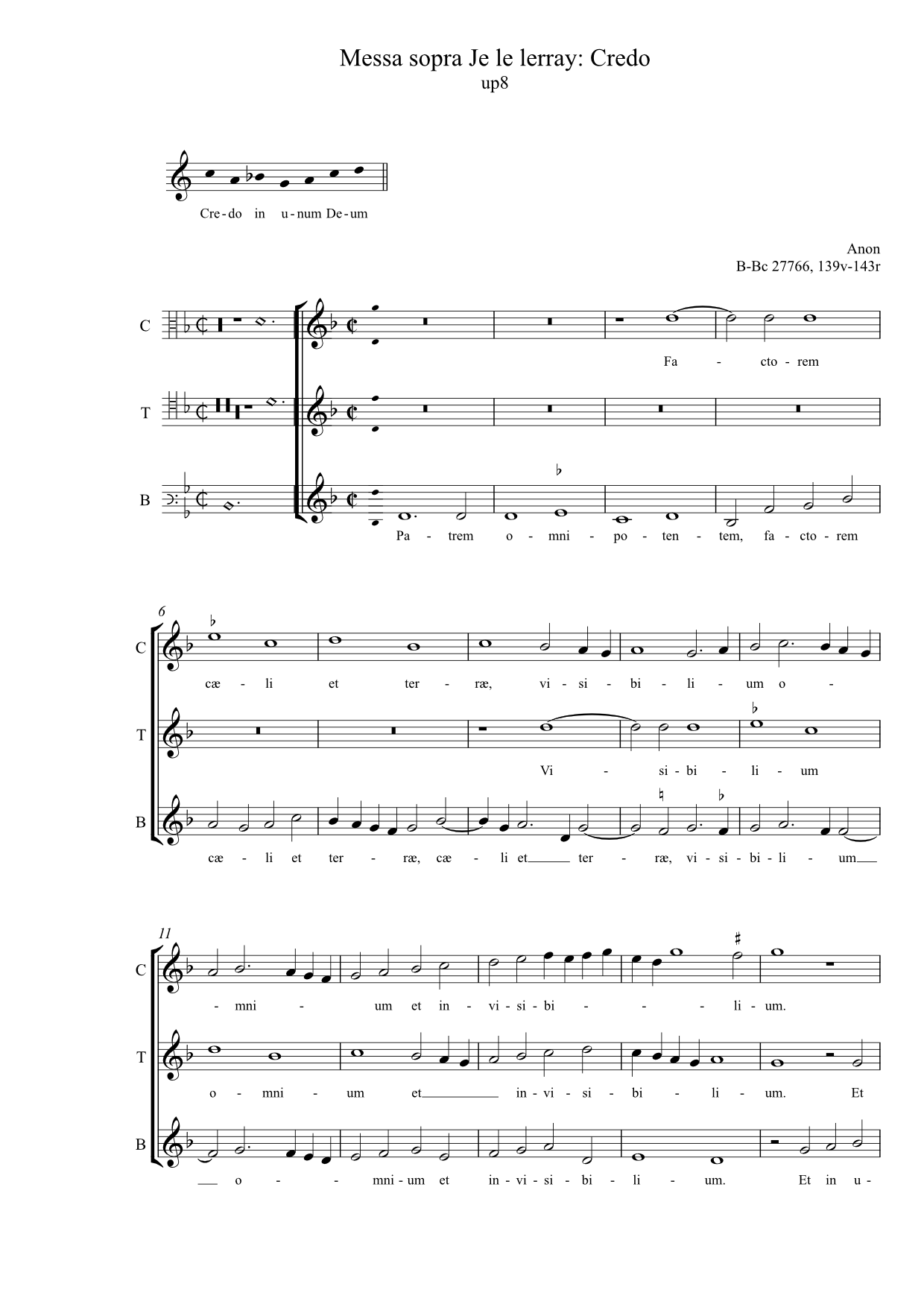 Messa sopra Je le lerray - Credo (anon, Biffoli-Sostegni), up octave - Image 2
