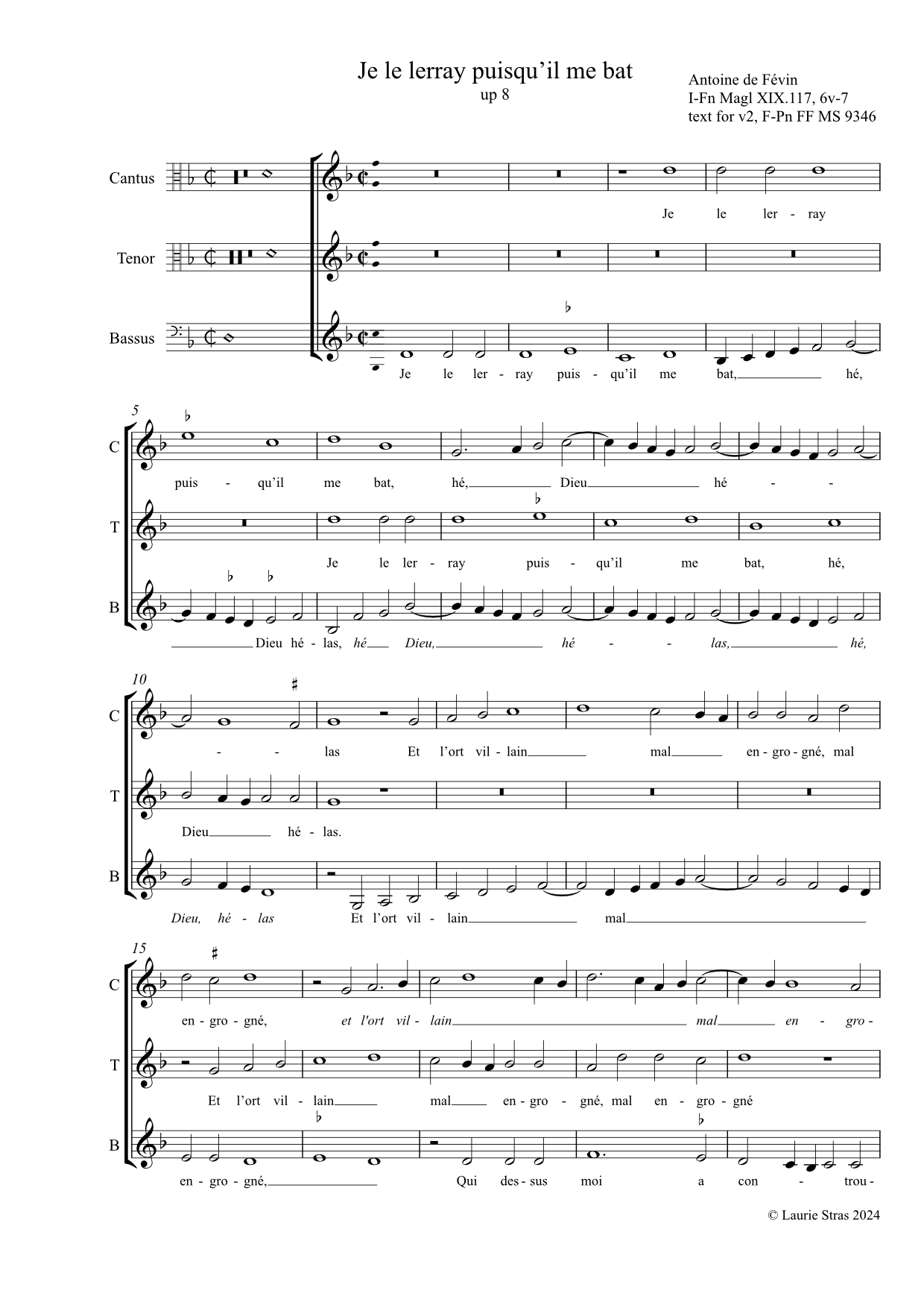 Je le lerray puisqu'il me bat (Antoine de Févin) - Image 2